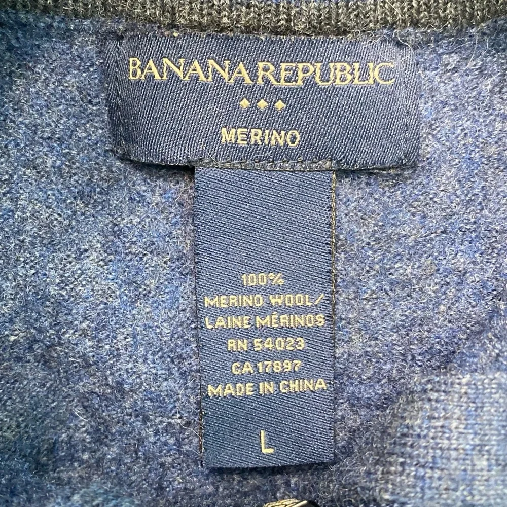 banana republic | navy merino wool ¼ zip pullover l